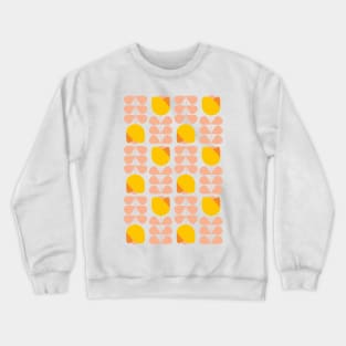 Retro Geometric Floral Pattern 1 in Orange, Peach and Yellow Crewneck Sweatshirt